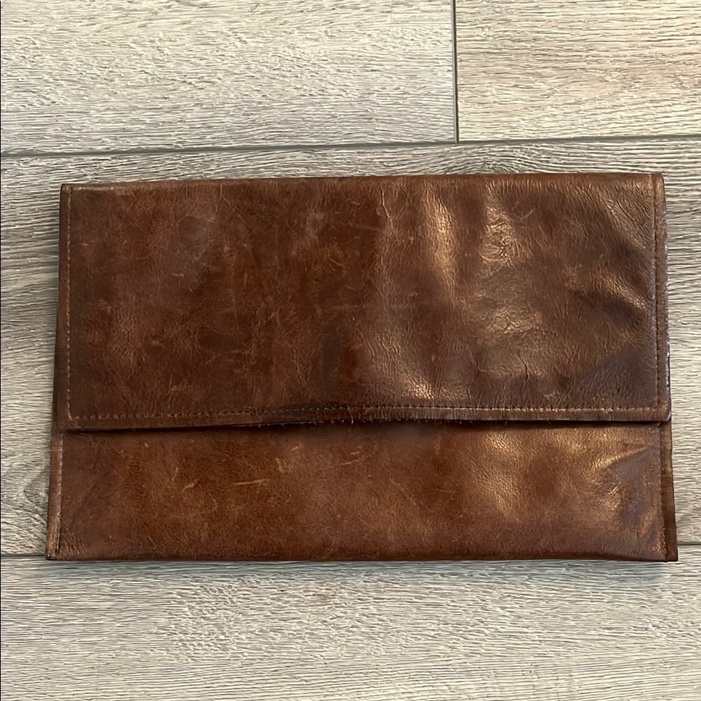 Briha Brown Leather Clutch